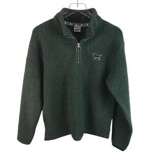 Pink Victoria’s Secret Green Sherpa Style Pullover Size Small